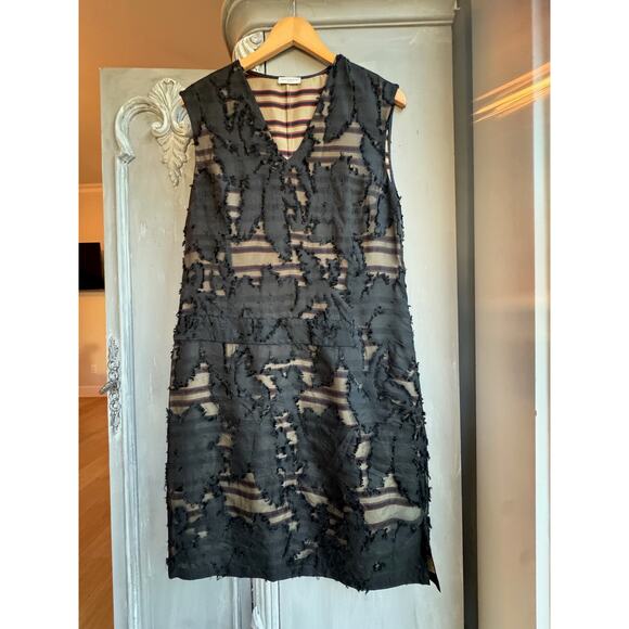 Dries Van Noten Dress - Vintage 2000's Black Cotton Voile Shift EU 40 US 8 - Picture 3 of 11